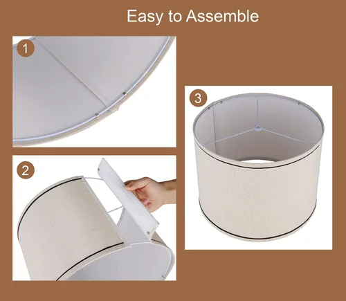 Miniatura 4 de Juego de 2 pantallas de lámpara de tambor de 13 x 13 x 10 pulgadas de alto, pantallas medianas para lámparas de mesa, lámparas de pie, lino natural