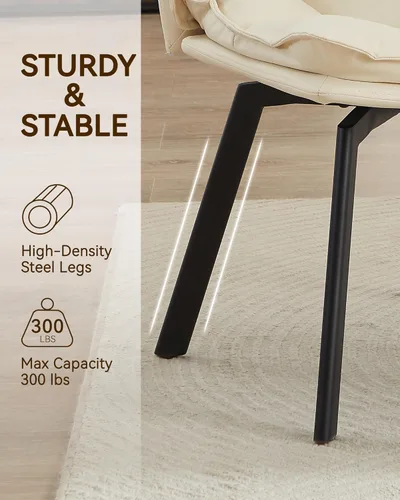 Miniatura 6 de BedsPick Juego de 2 sillas de comedor giratorias de 360°, silla de cocina tapizada de piel sintética, silla de comedor moderna de mediados de siglo