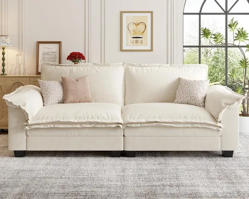 KKL Sofá Seccional Modular de 89 Pulgadas, Sofá de Amor de 2 Asientos Sofá Nube con Asiento Profundo, Sofás Seccionales de Chenilla para Sala de