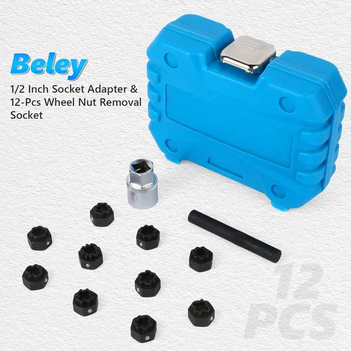 Miniatura 9 de BELEY Tuercas de bloqueo de rueda Spline para llave de rueda automotriz removedor de tornillos antirrobo Kit de extracción de llaves