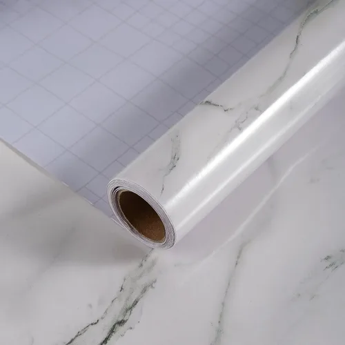 Miniatura 11 de Papel de contacto de mármol para encimeras y armarios de 16 x 118 pulgadas, papel tapiz de mármol brillante despegar y pegar para encimeras