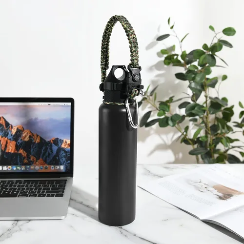 Miniatura 5 de Paracord Handle for Hydro Flask Water Bottles Standard Mouth, Strap Holder with Safety Rubber Ring & Carabiner, Easy to Carry and Durable Reusable
