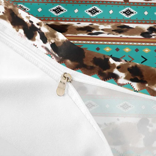Miniatura 6 de Juego de ropa de cama de piel de vaca, funda de edredón con estampado de vaca de las tierras altas, tamaño individual, funda de edredón tribal