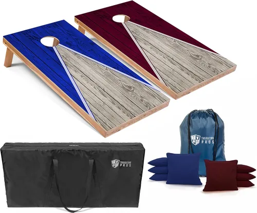 Miniatura 42 de Tailgating Pros Juego de tablero de Cornhole ligero con diseño piramidal con bolsas de frijoles y estuche de transporte, juego de cornhole