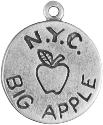 Miniatura 2 de Charm de disco de viaje de doble cara de la ciudad de Nueva York Artículo #46583, Plata esterlina, No es una piedra preciosa