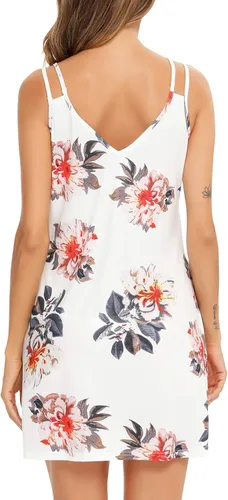 Miniatura 6 de Camisón estampado para mujer, vestido de dormir sin mangas, talla grande, ropa de dormir con bolsillos