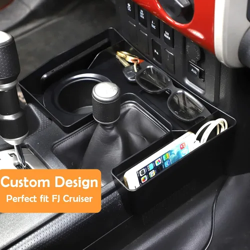 Miniatura 7 de Caja de almacenamiento en forma de U para transmisión de auto ABS Compatible con Toyota FJ Cruiser 2007-2021, bandeja de almacenamiento