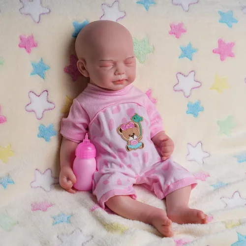 Miniatura 2 de AISITE - Muñecas de bebé recién nacidas, niña - 46 cm, de silicona completa, ojos cerrados, regalos de Navidad y cumpleaños para hija, sobrina