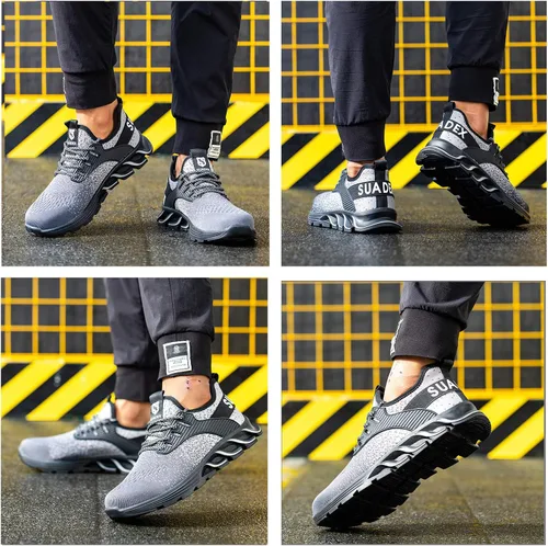Miniatura 5 de SUADEX Zapatos deportivos con punta de acero para hombres y mujeres, indestructibles, ligeros, cómodos, antideslizantes, puntera compuesta