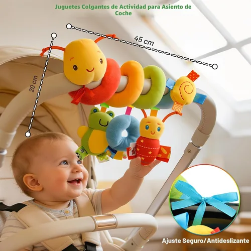 Miniatura 6 de Juguete de Actividad en Espiral para Asiento de Coche y Cochecito - Juguetes Sensoriales para Bebés Juguetes Colgantes Suaves para Bebés de 0-12
