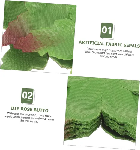 Miniatura 2 de EXCEART 50 sépalos de tela de cálices de rosas artificiales para manualidades, accesorios florales hechos a mano para ramos de boda, ramilletes