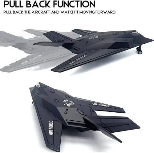 Miniatura 2 de Diecast Stealth Fighter Jet Metal Militar Avión Juguete – Modelo de aleación a escala 1:400 Avión táctico con acción de retroceso, luces y sonido