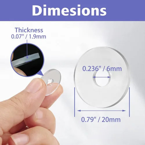 Miniatura 4 de Arandela plana transparente de 1/4" ID x 3/4" de diámetro exterior, junta de arandela de vinilo de repuesto de 1/16 pulgadas de grosor, paquete