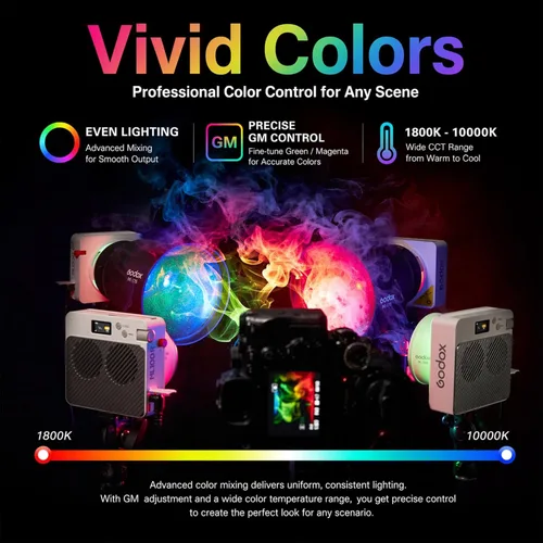 Miniatura 3 de Godox Luz de video LED RGB ML100R 110W, con reflector intercambiable de 15°/1800-10000K CCT/14 efectos FX cinematográficos/múltiples opciones