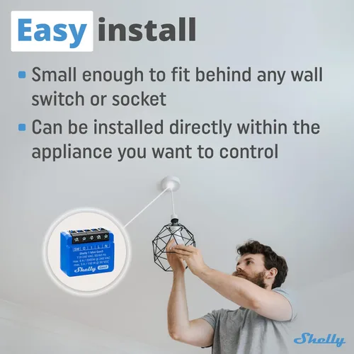 Miniatura 3 de Shelly 1 Mini Gen3 Relé de interruptor inteligente WiFi 1 canal 8A Automatización del hogar Puerta de enlace Bluetooth Compatible con Alexa