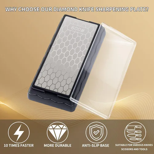 Miniatura 4 de CWOVRS Piedra de afilar cuchillos de diamante de doble cara, placa de afilado de diamante con base antideslizante para tijeras, cuchillos de cocina
