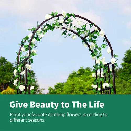 Miniatura 3 de Cenador de pérgola de metal, 100 pulgadas de alto x 45 pulgadas de ancho, arco de jardín para ceremonia de boda, fiesta, plantas de hierro curvado