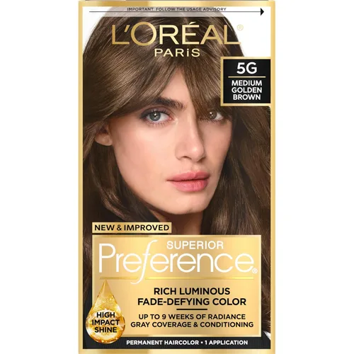Miniatura 46 de L'Oreal Paris Superior Preference - Tinte permanente luminoso que desafía la decoloración, tinte para el cabello hasta 9 semanas de resplandor, 5C