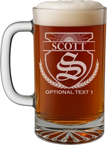 Miniatura 25 de Taza de cerveza de vidrio con monograma grabado personalizado, 34 onzas, Día del Padre, monograma, nombre personalizado, regalos de cerveza Claro