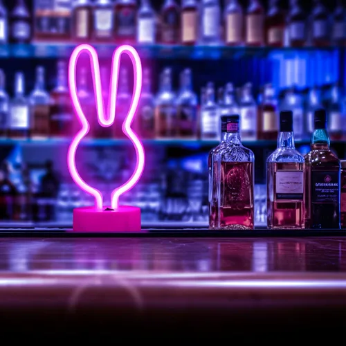 Miniatura 3 de BAILEY Letrero de neón de orejas de conejo, luces LED de conejo de Pascua con base con soporte, USB o 3 pilas AA, luz de neón alimentada por batería