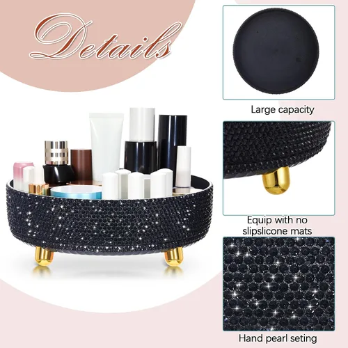 Miniatura 3 de Honeydak Organizador de maquillaje de perfume negro brillante para el Día de la Madre, regalos para el Día de la Enfermería para mujeres