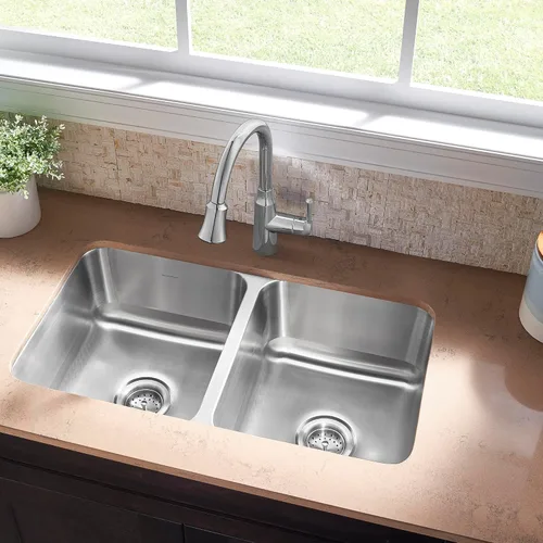 Miniatura 3 de American Standard 18DB.321800S.075 Danville - Fregadero de cocina de acero inoxidable con doble tazón, 32 x 18 pulgadas
