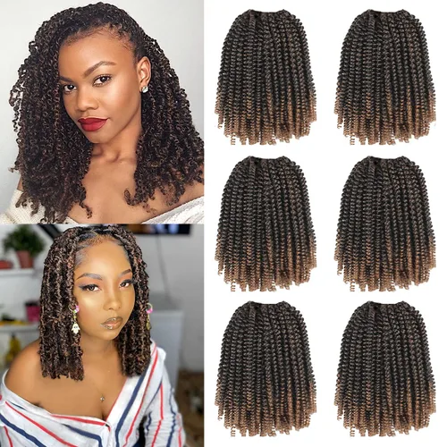 Miniatura 35 de Xtrend - Cabello trenzado de ganchillo con rizos de resorte, color rojo cobrizo, 12 pulgadas, para rizos de mariposa de imitación, extensiones