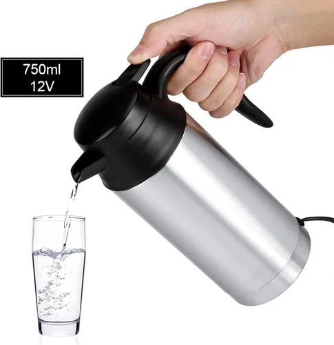 Miniatura 3 de Hervidor eléctrico para coche, hervidor eléctrico de acero inoxidable de 12 V, 25.4 fl oz, taza de calefacción de coche, taza de café, taza