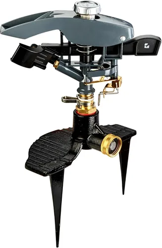 Rociador pulsante de impacto resistente 300004, potente alcance de chorro de 80 pies de diámetro, control de rango de 360° para cubrir hasta 5,000