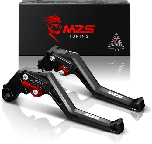 MZS Palancas de freno de embrague de motocicleta cortas CNC negro compatible con YZF R1 2002-2003 / R6 1999-2004 / FZ1 Fazer 2001-2005 / R6S