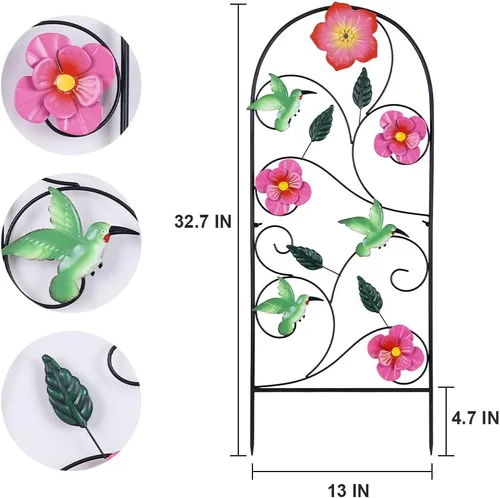 Miniatura 3 de YEAHOME Decoración de jardín para exteriores, estacas decorativas de colibrí de 33 pulgadas con flores rosas para decoración de jardín de primavera