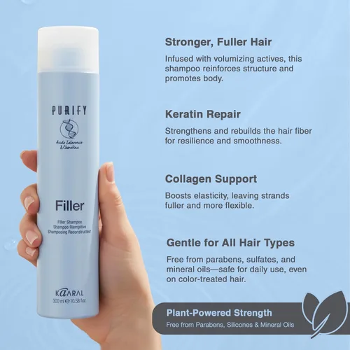 Miniatura 3 de Kaaral Purify Filler Shampoo - Fórmula fortalecedora y voluminizadora para mujeres y hombres - Cuidado del cabello espesante para una apariencia más