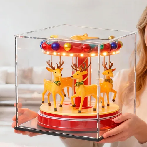 Miniatura 3 de Estuche acrílico de 8 pulgadas para exhibición, caja de acrílico transparente para coleccionables, funda de vidrio alternativo con soporte negro