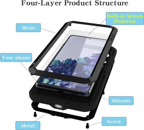 Miniatura 2 de LOVE MEI Funda militar resistente para Samsung Galaxy S20 FE 5G, con protector de pantalla de vidrio templado, a prueba de golpes, a prueba
