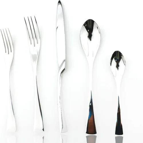 Miniatura 13 de JASHII Juego de cubiertos de acero inoxidable 18/10 de 20 piezas de plata pulida con espejo, cuchillo de cena, tenedor de ensalada, cuchara