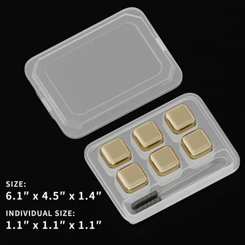 Miniatura 4 de ShanSon Enfriadores de vino, cubos de hielo de metal, 6 unidades, piedras de whisky de acero inoxidable, reutilizables, piedras de whisky