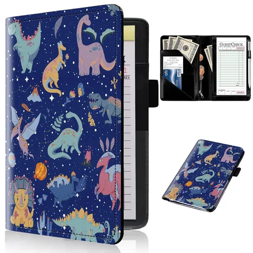 Miniatura 23 de Libros de servidor para camareras con bolsillo con cremallera – Libro de camarera gótico pastel con calavera de bruja, organizador de dinero