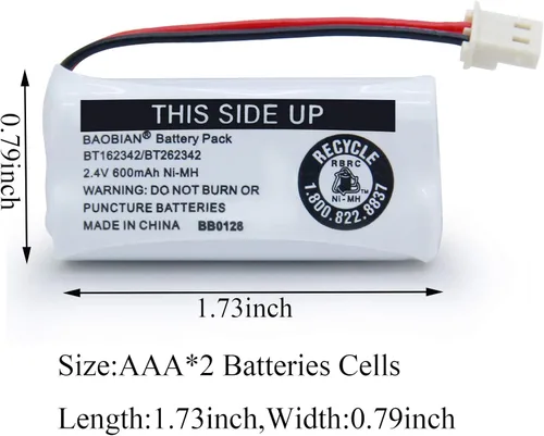 Miniatura 4 de BT162342 BT262342 Batería compatible con BT183342 BT283342 BT166342 BT266342 VTech CS6114 CS6419 CS6719 at&T EL52300 CL80111 teléfono inalámbrico 2