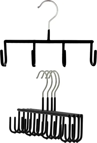 Mawa by Reston Lloyd - Percha antideslizante para cinturones con 4 ganchos, estilo GH, juego de 5, color negro