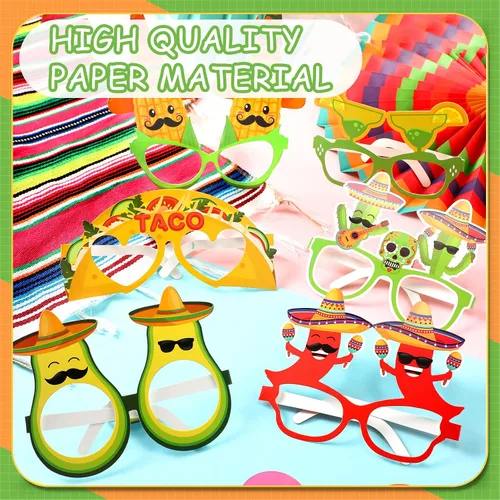 Miniatura 5 de Janinka 18 piezas de suministros para fiesta de fiesta, sombrero, diademas de papel, decoraciones de fiesta mexicana del Cinco de Mayo