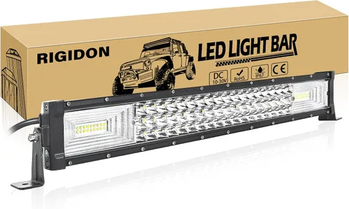 RIGIDON Barra de luz de 22 pulgadas y 270 W, combo de punto de inundación de triple fila de 27000 lm, barra de luz LED impermeable para lancha de