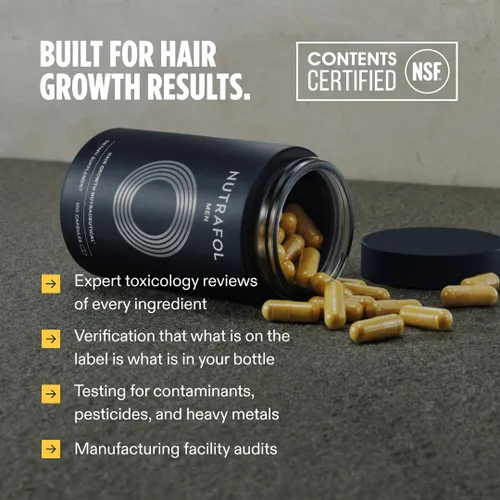 Miniatura 11 de Nutrafol Suplemento para el crecimiento del cabello para hombres y péptidos de colágeno en polvo, formulado por médicos para un cabello visiblemente