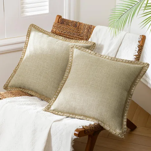 Miniatura 35 de Phantoscope Farmhouse - Fundas de almohada decorativas para exteriores, Poliéster & Mezcla de poliéster, Beige, 18" x 18
