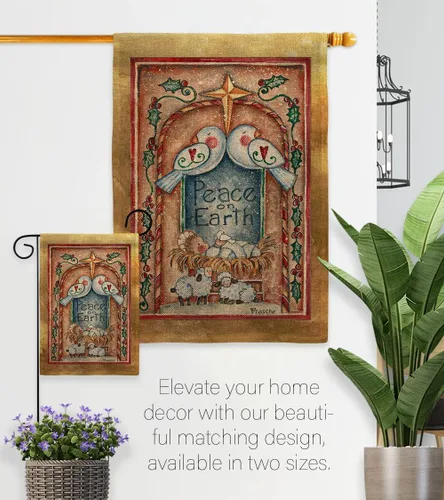 Miniatura 8 de Breeze Decor Juego de banderas con estacas de jardín de la natividad, cartel de arpillera para puerta, soporte para tumba, porche, tapiz al aire