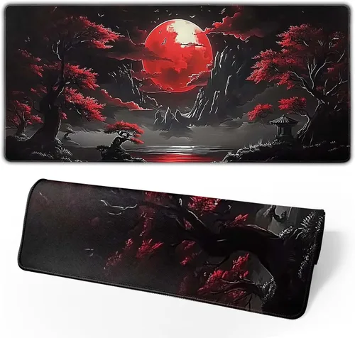 Miniatura 18 de Alfombrilla de mouse XXL para juegos grande, color rosa Sakura Death Life, alfombrilla de escritorio extendida, base de goma antideslizante de 35.4