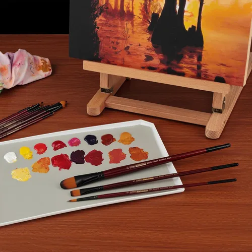 Miniatura 4 de Creative Mark Ebony Splendor - Brocha sintética de mango corto para pintura de marta sintética, Rigger # 2, pelo multifilamento Teijin, pinceles