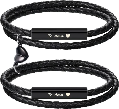 Miniatura 10 de Pulseras para parejas para mujeres, regalos para hombres, aniversario de boda, regalos de nacimiento para novio, novia, pulsera a juego, 2 piezas