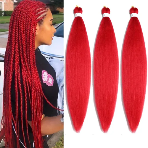 Miniatura 18 de Extensiones de cabello trenzado morado preestiradas, 20 pulgadas, 2 piezas de cabello sintético trenzado para niñas y mujeres, fiesta, disfraz