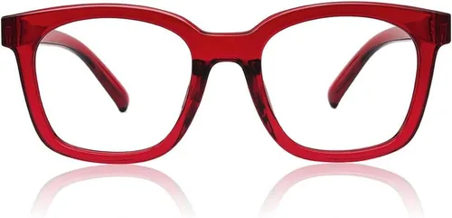 Miniatura 8 de JiSoo Anteojos de lectura cuadrados de gran tamaño para mujer 1.0, diseño grueso y elegante 1.0 para mujer con bisagra de resorte, cuarzo azul 1.0