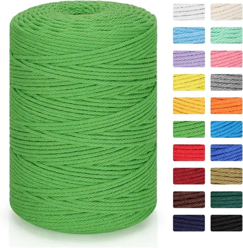 Miniatura 43 de Cordón de macramé de 0.118 in x 328 yardas Cuerda de macramé 100% algodón natural Cuerda de algodón trenzado de 4 hebras para manualidades, Gris